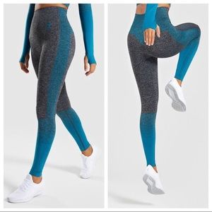 Gymshark Amplify Seamless Leggings - Black Marl/Deep Teal